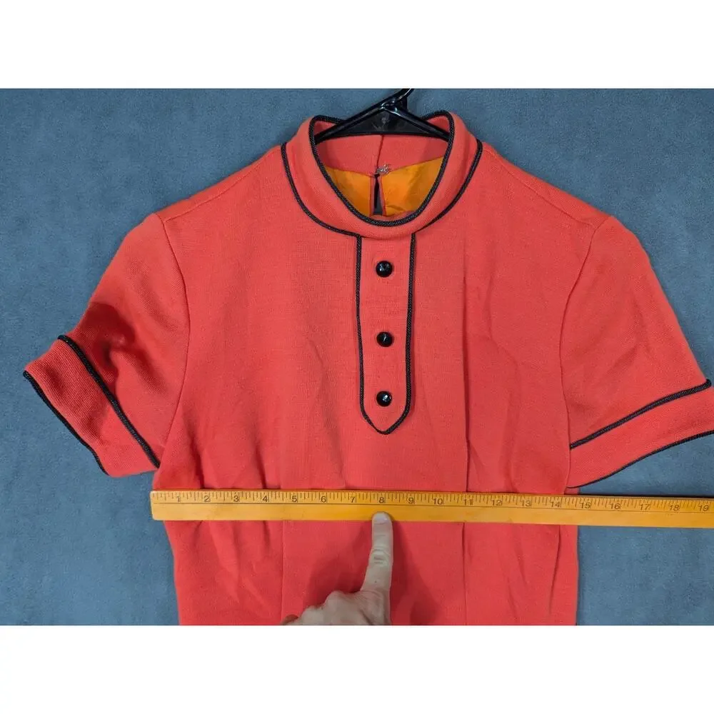 Handmade Dress XS Red 60s 70s Vintage Lined Layered Buttons - Picture 4 of 11